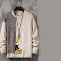 Unisex fleece lined thickened knit sweater in 1241 grey, casual pullover top with long sleeves
