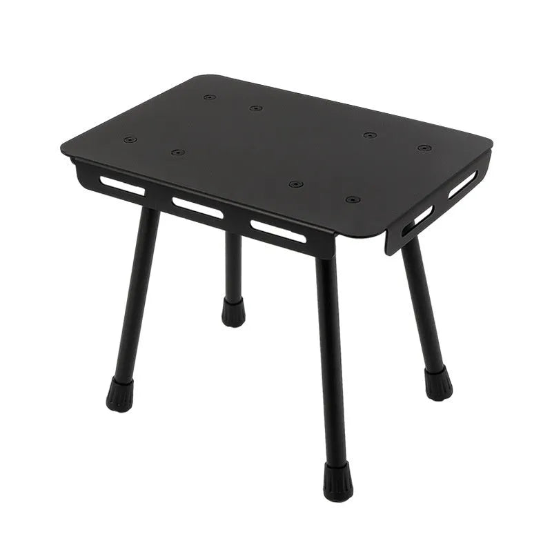CLS aluminium dual-use camping stool converted into a small table with a green Pu mat cushion