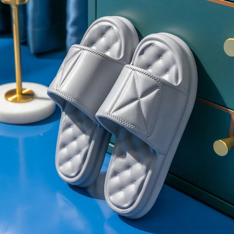 Non-slip bathroom slippers with thicker EVA sole in multiple colour options