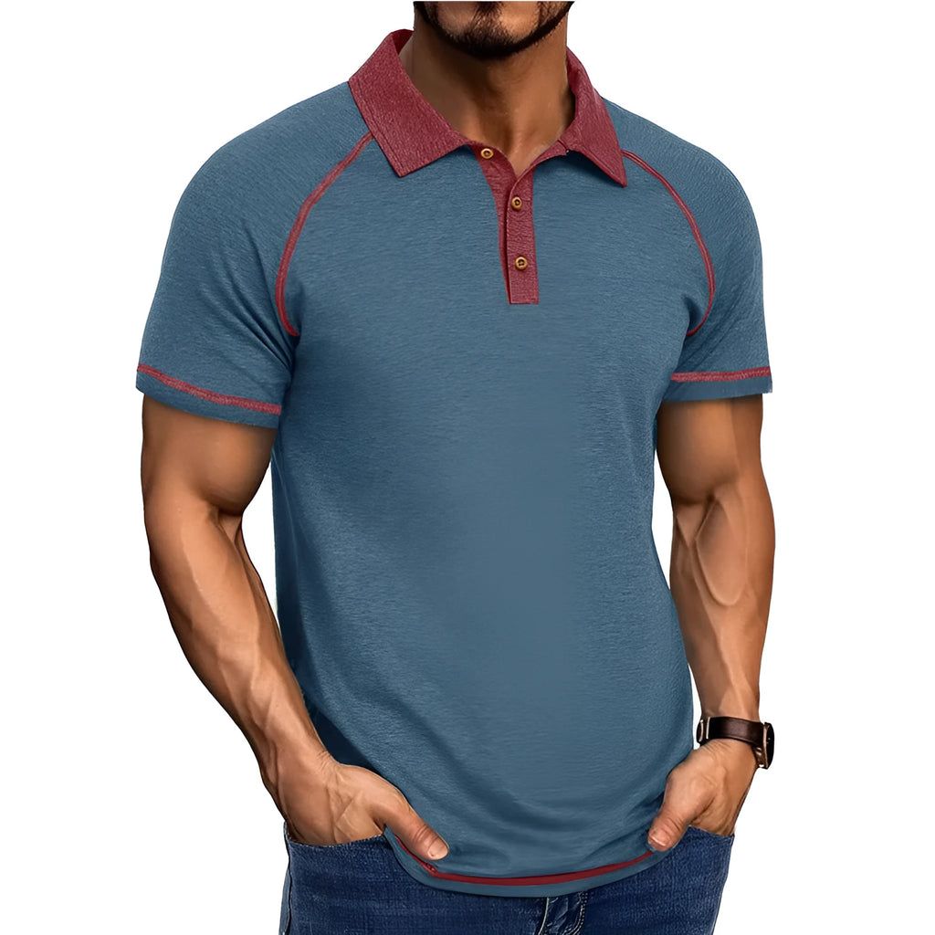 Men's short-sleeved lapel POLO bottoming shirt in polyester fibre, available in multiple colours including khaki and black