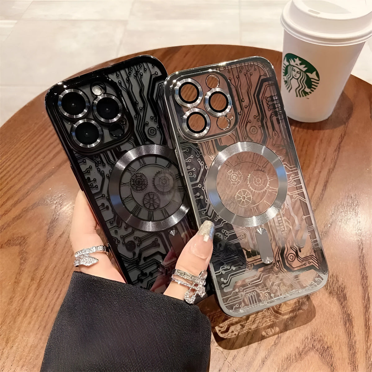 Magnetic TPU soft shell phone case with lens protector in Titanium Gray for iPhone