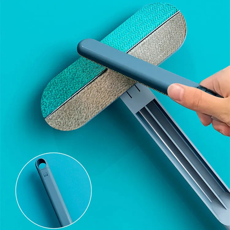 4-in-1 multifunctional hair removal brush with flannel head and detachable handle for pet hair and screen cleaning