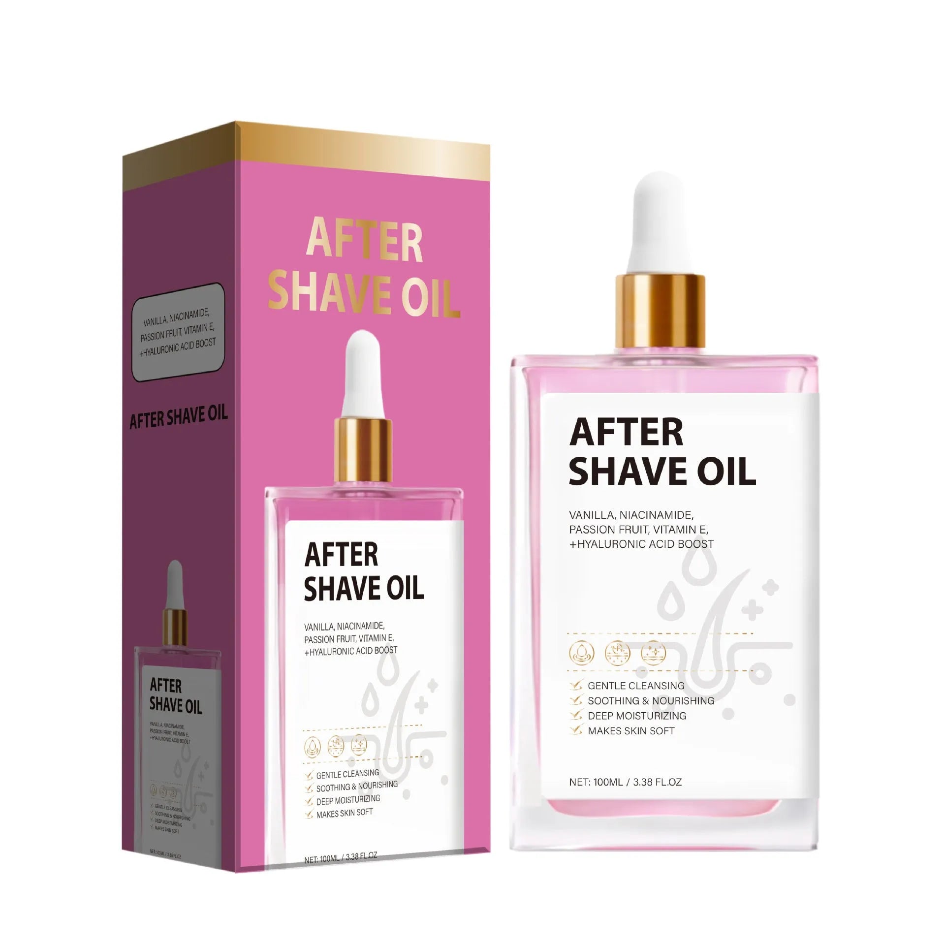 100ml bottle of FP-A021 men's aftershave care oil for post-shave soothing and moisturising.