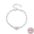 Women's sweet style 925 silver bracelet with small heart-shaped pendant on an adjustable chain.