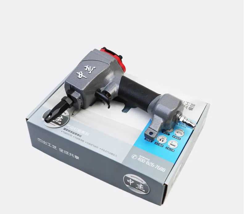 DK30 air-powered metal sheet punching gun for fabric hole creation.