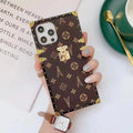 Back cover square leather phone case in brown for Samsung Galaxy S22