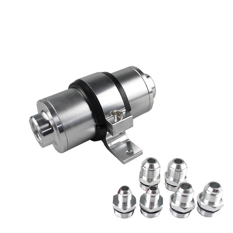 Aluminium alloy petrol filter bracket shown in available colours: black, silver, blue, red, gold, purple.