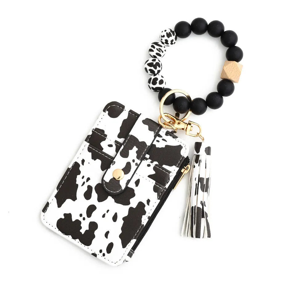 Silicone card holder bracelet in mint green pink purple khaki black gray yellow leopard print and Big Cow