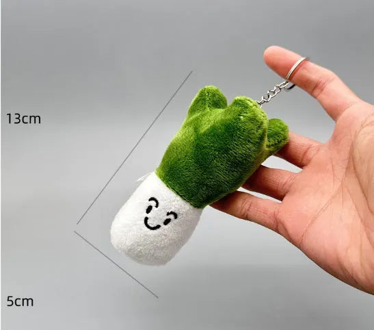 Funny vegetable plush keychain with super soft short plush and PP cotton filling, boutique height, multiple colours.
