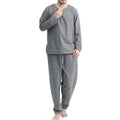 Casual cotton blend pajama set in white, two-piece, loose fit, long sleeves, thin breathable fabric