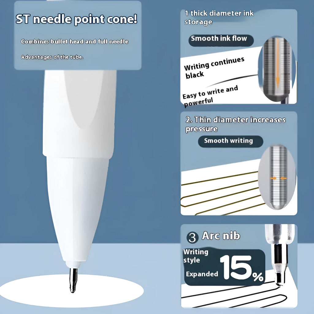 Bullet pen refill cartridges in black, red, blue, and ink blue colours showing plastic construction