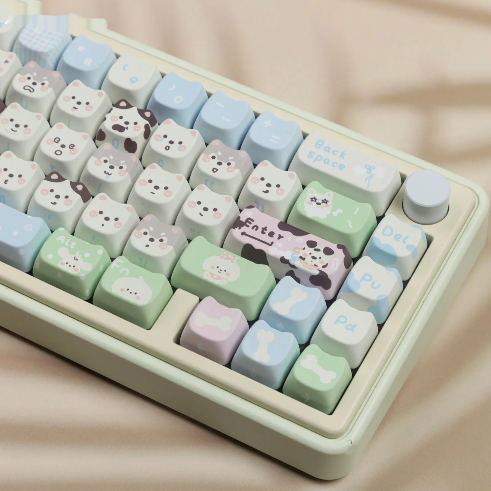 PBT sublimation key cap full set with colourful puppy design for mechanical keyboards