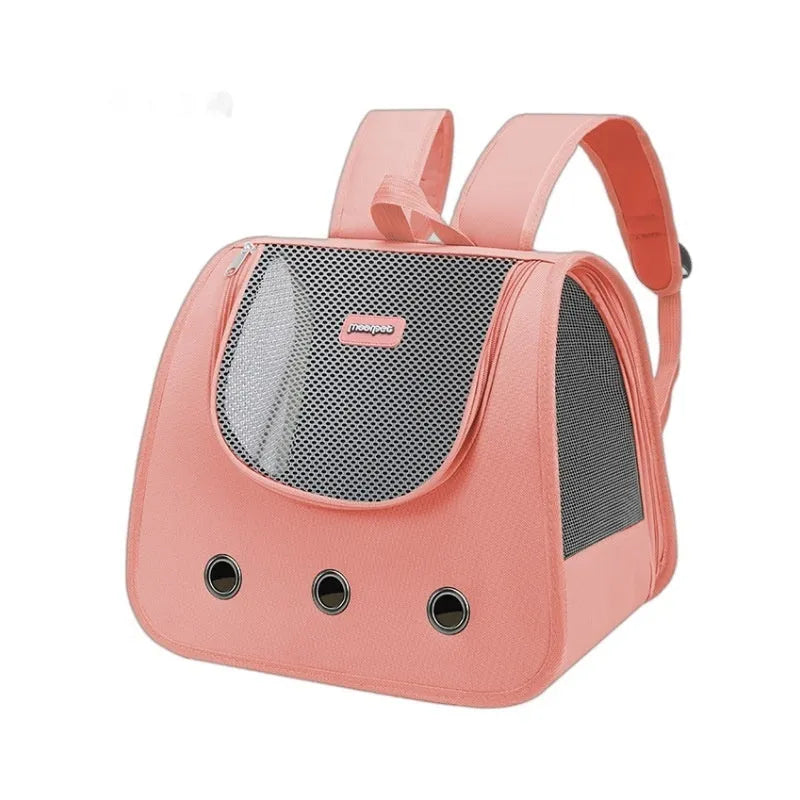 Medium-hard Oxford fabric cat backpack carrier in a solid colour.
