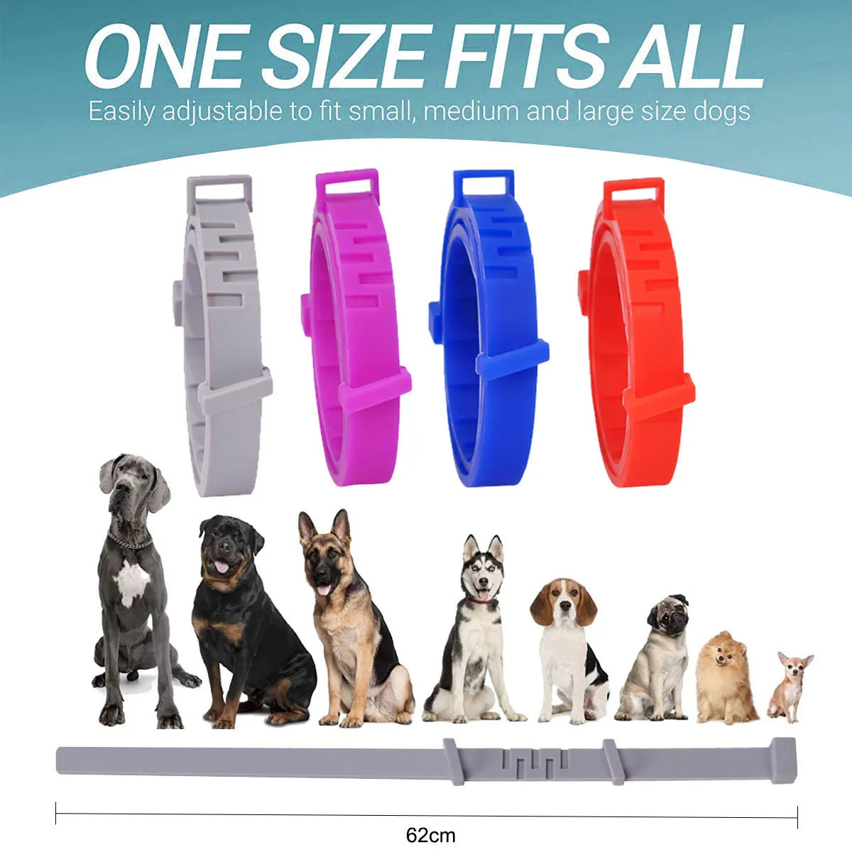Rose Red plastic anti-flea pet collar for cats and dogs on a plain background
