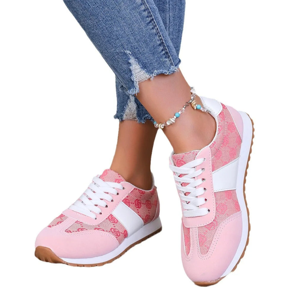 Women's khaki casual lace-up shoes with oversized fit, flat heel and cross-strap detail