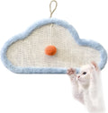 White cat scratching mat with cartoon sleeping cat pattern measuring 410mm by 210mm