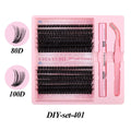 DIY single cluster false eyelashes set with artificial fibre lashes for custom application