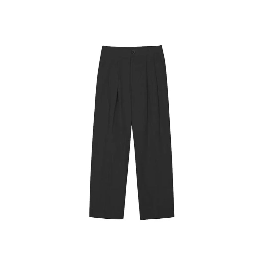 Men's apricot wide-leg cotton linen trousers with a loose fit and pencil leg opening.