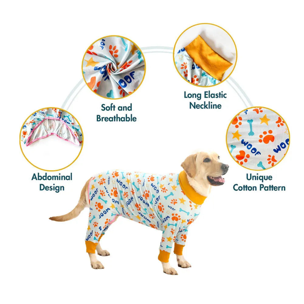 Cotton sleeveless dog jumpsuit vest shown in one of over 40 available colour and print designs.