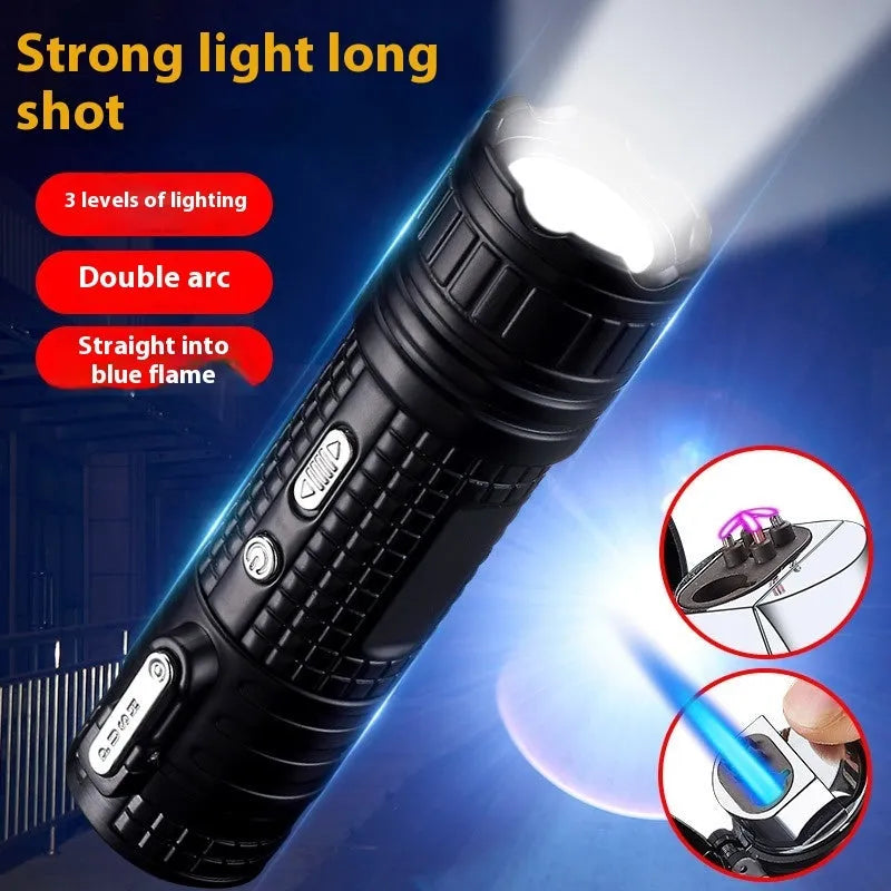 TH727 multi-function waterproof flashlight lighter in metal construction showing five colour options