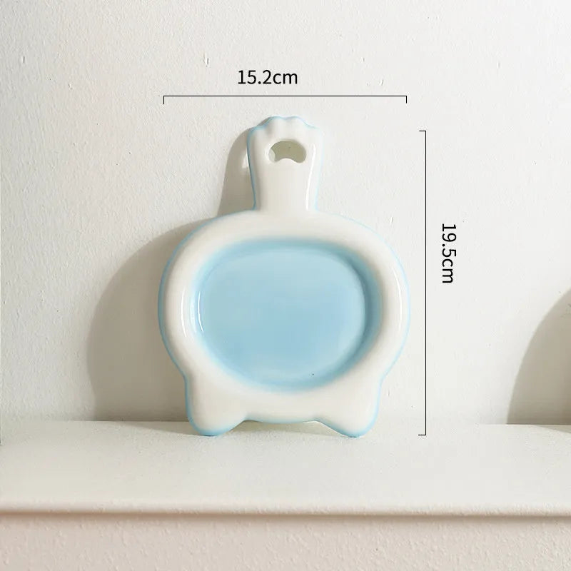 Ceramic cat bowl with shallow design in selected colour showing curved edges for spillage reduction