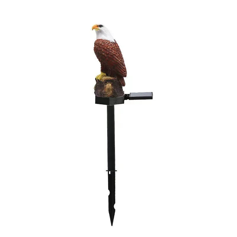 Solar resin eagle lawn lamp for outdoor garden decoration, 43.8cm tall, IP44 weatherproof, with sunlit solar panel