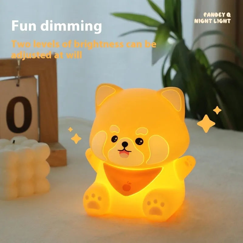 New Homehold lesser panda bedside lamp with silicone shade, USB charging cable, compact 108x99x120mm