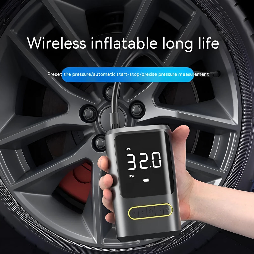 Handheld wireless digital air pump with display for car tyres and sports equipment
