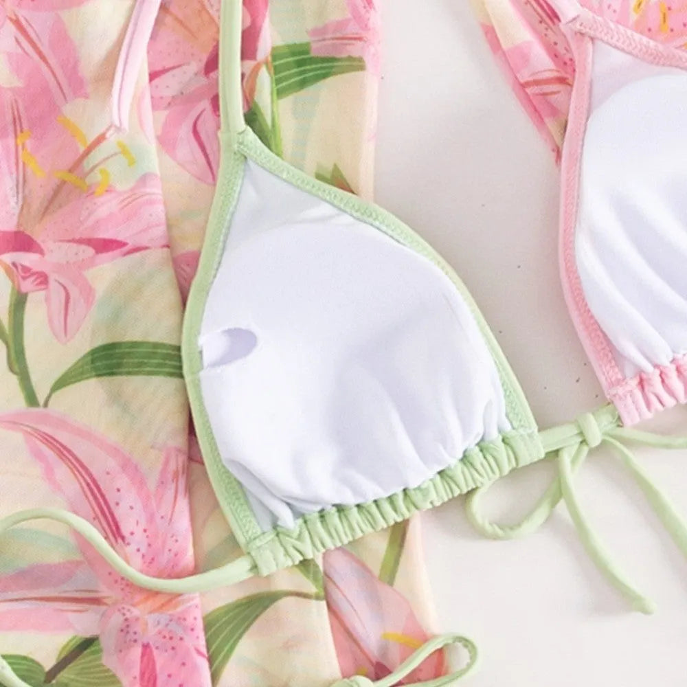 Women's printed bikini set with quick-drying polyester fabric in European and American style