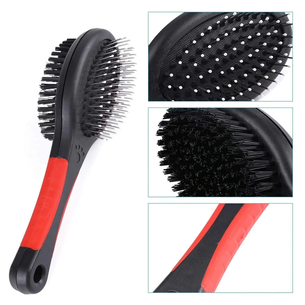 2-in-1 double-sided pin pet grooming comb for dogs and cats, shedding and dirt removal tool