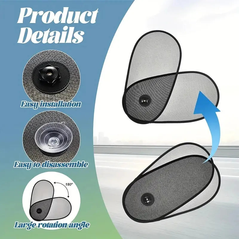 Black stretchy car side window sunshade for baby attached with suction cups