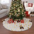 Gilding snowflake Christmas tree plush floor mat in festive red and white design.