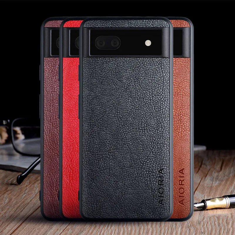 Business classic lychee skin phone case for Google Pixel 6 series in PU leather