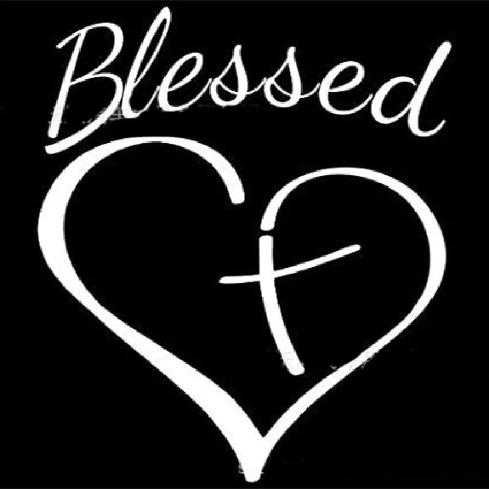 Faith Hope Love heart design sticker in black, white, and red colour options, showing dimensions.