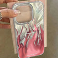 Silicone iPhone case with colourful flame pattern design for Apple iPhone 7 to 16 models