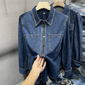 Layered retro top long sleeve polyester casual fashion top in picture colour sizes S to 2XL