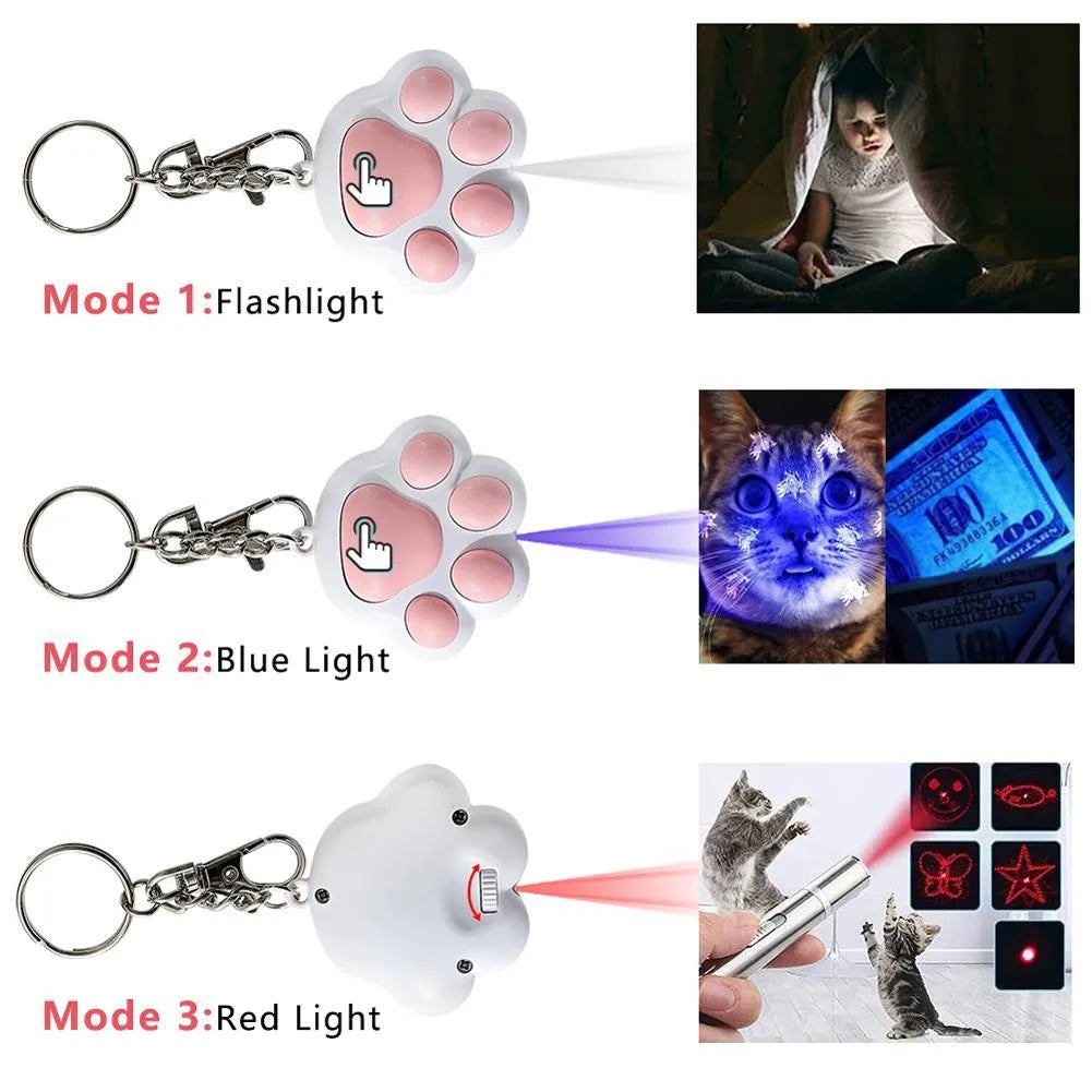 USB rechargeable infrared cat teaser toy with key chain attachment