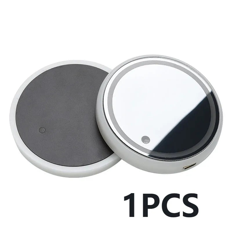 Colourful LED light-up coaster for car cup holder with solar panel and USB cable.