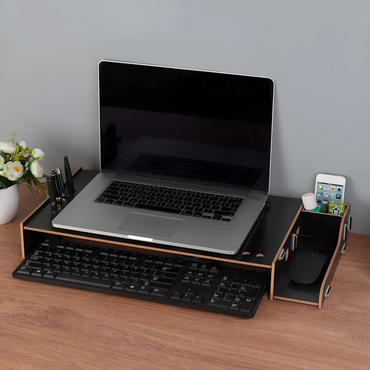 Computer work display rack radiator rack wooden DIY exhaust rack in white 28x56x8.5cm on desk