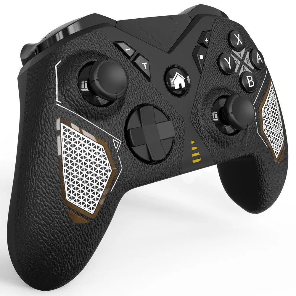 Black ABS plastic wireless game controller with textured grip for Nintendo, PC, and mobile.