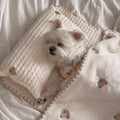 Fashion square mat removable washable dog bed set with bear pattern in polyester fabric