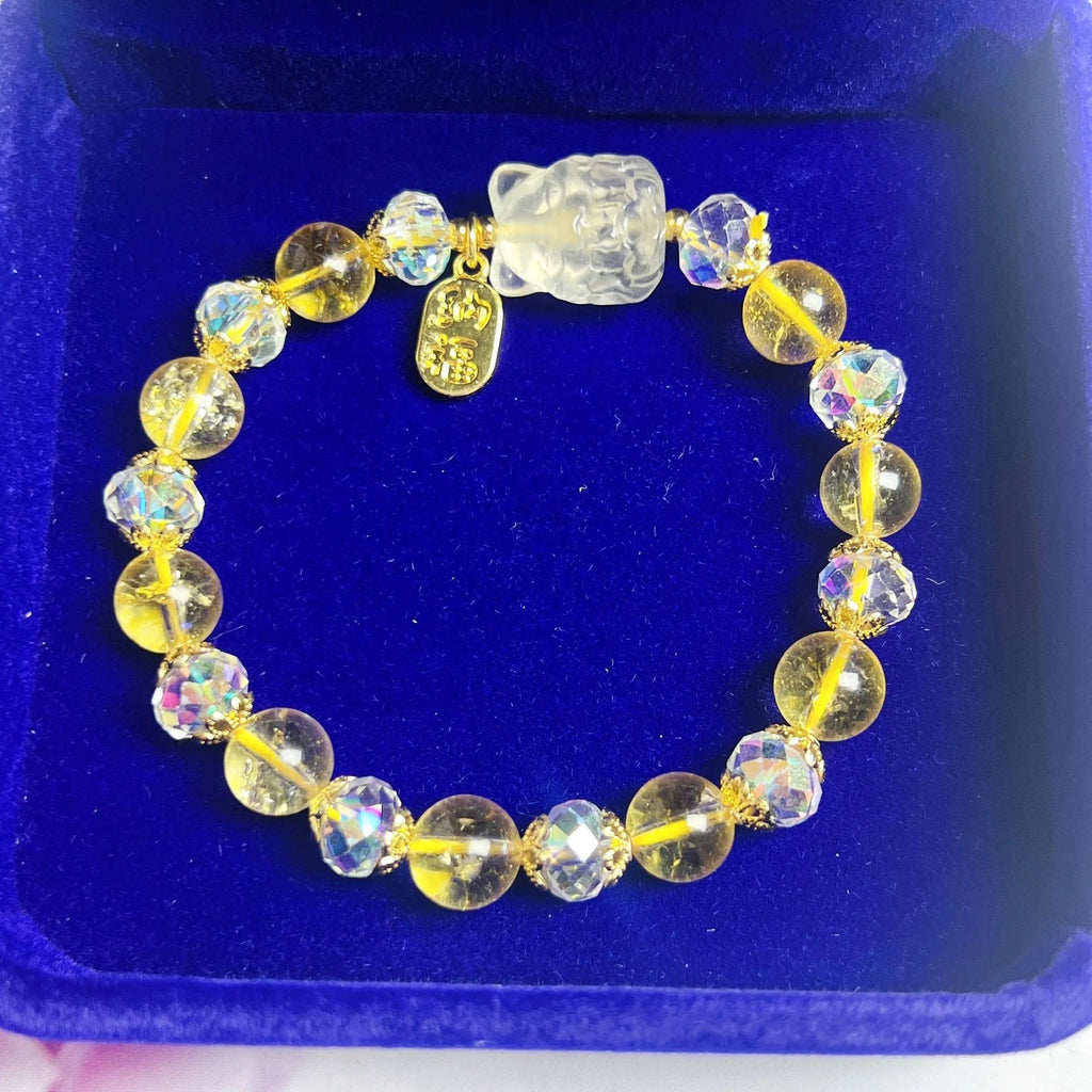 Handmade natural citrine nine-tail fox bracelet for women with original crystal design