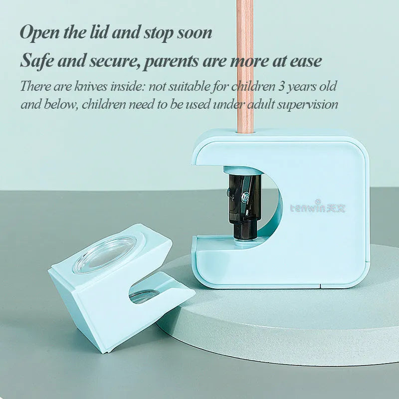 Children's electric pencil sharpener with camera design, plastic, 5-second sharpening, available in black blue green pink