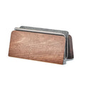 Walnut solid wood laptop stand on desk with universal fit and compact size