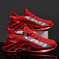 Men's casual exercise shoes with fly woven mesh upper in solid colour with embroidery details