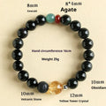 Chinese style obsidian yellow tower crystal agate jade bracelet with 8mm or 10mm bead options