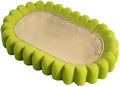 Green oval sisal cat scratch pad bowl serving as a cat bed and scratcher.