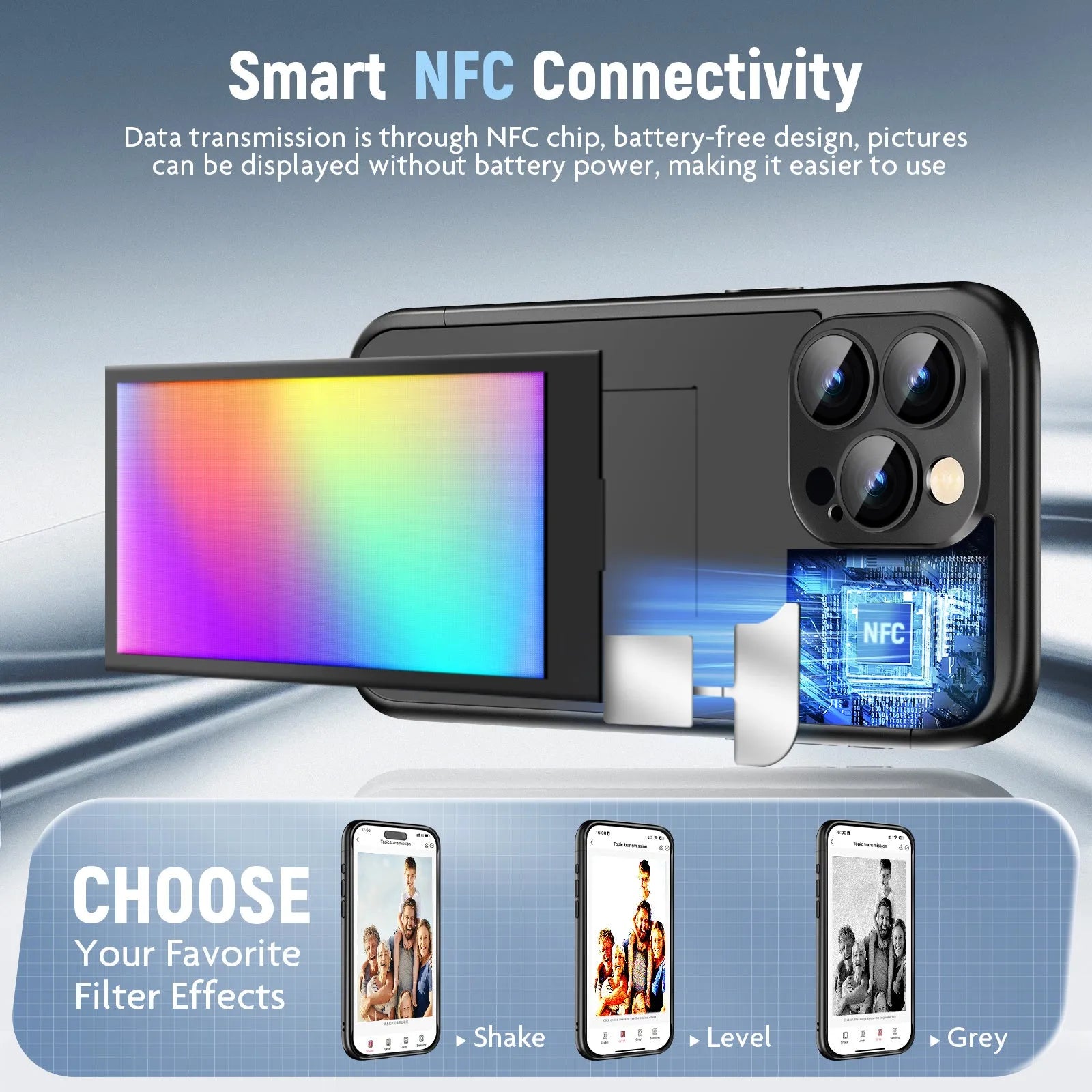 iPhone 15 Pro Max NFC flip phone case in black with custom DIY design and plastic construction