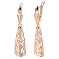 Copper retro hollow-carved leaf earrings in rose gold for women