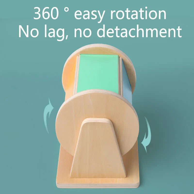 Wooden five-sided textile drum for infants aged 0-3 years, 17.5 x 15 x 12.5 cm, 042 colourway